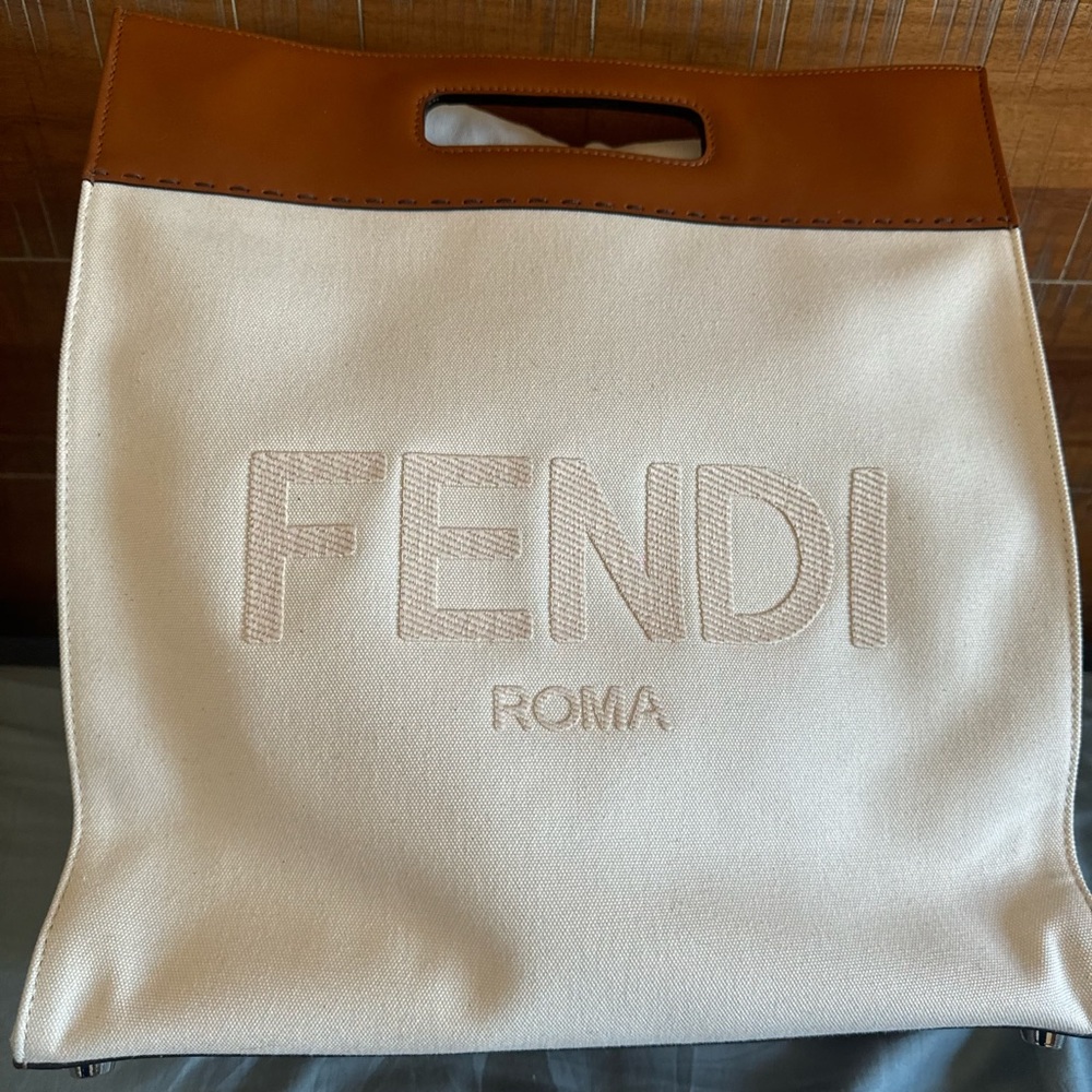 Fendi Canvas and Leather Tote Bag